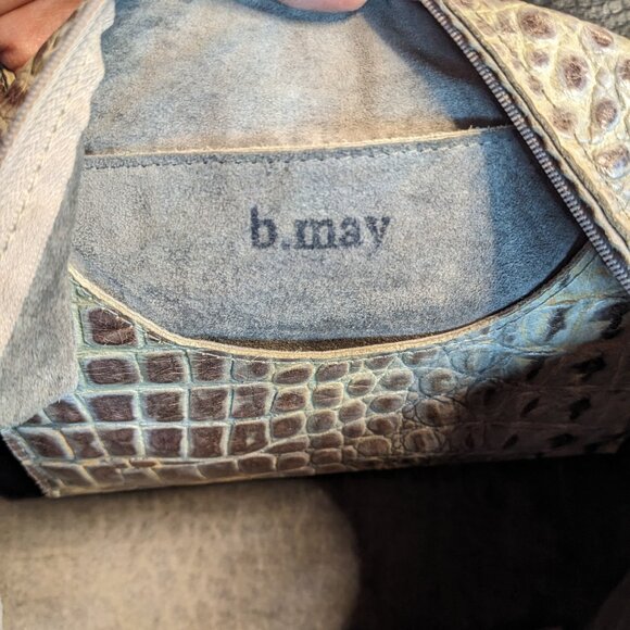 B. May Embossed Leather Satchel Collage Animal Pattern with Handles Bag - Picture 7 of 10